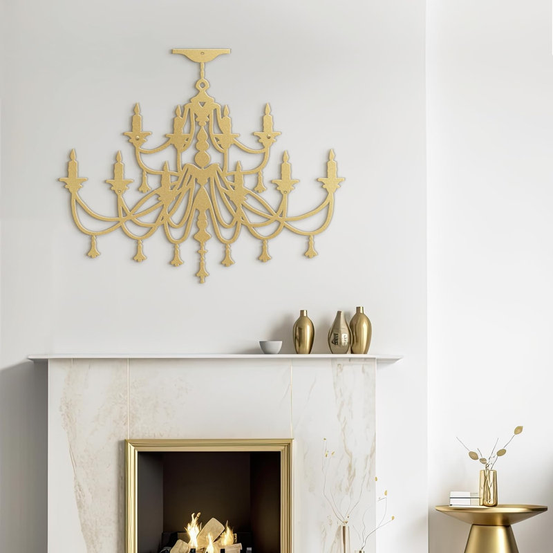 Décoration murale en métal, H 20 po x l 24 po x P 0,05 po, Or