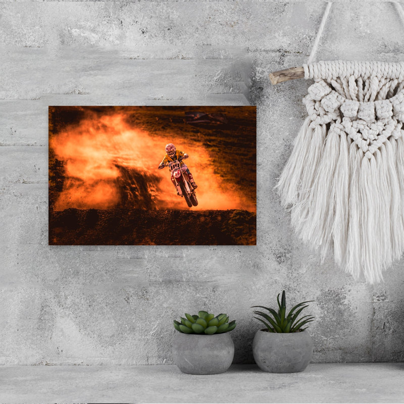 Impression d'art mural contemporain «Dusty Motocross Jump», 12" H x 18" W