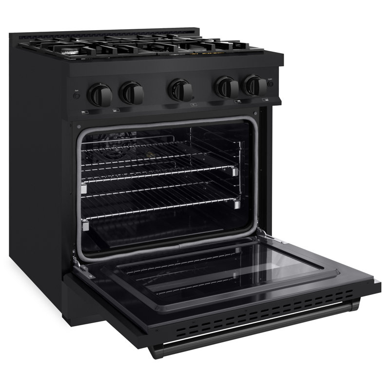 ZLINE 30" Classic Gas Range w/ 4 Burners & Convection Oven in Black Stainless Steel