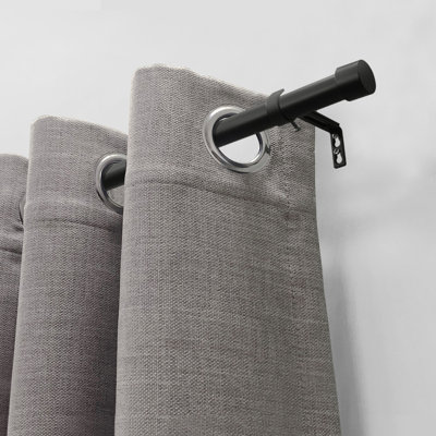 Muhib 5/8" or 3/4" End Cap Telescoping Single Curtain Rod Set Brushed Nickel/Matte Black