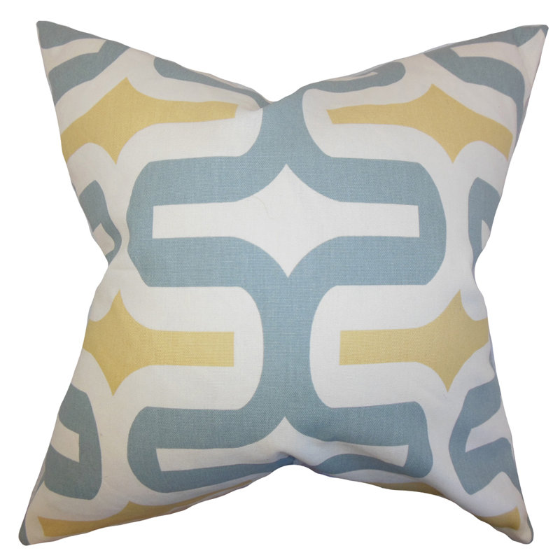 Jaslene Geometric Cotton Reversible Pillow Cover, 18" H x 18" W, Orange/Blue