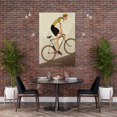 «Vintage Cycling Climb Colorful Retro Vintage Landscape Mountain», art mural