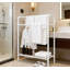 Porte-serviettes autoportant à 3 niveaux, support de salle de bain en métal blanc avec tablette de rangement, présentoir peu encombrant pour chambre à coucher, piscine, salle de lavage