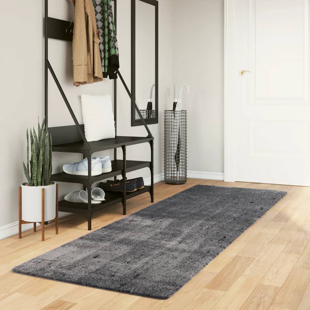 Rug "HUARTE" Short Pile Soft and Washable Anthracite