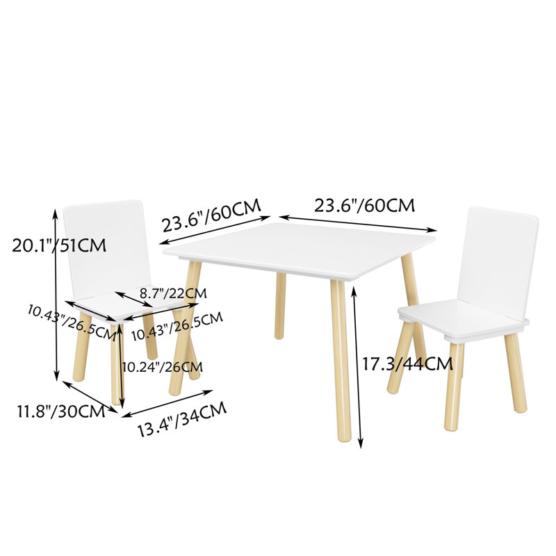 Ensemble 3 pièces de table et chaises pour tout-petits