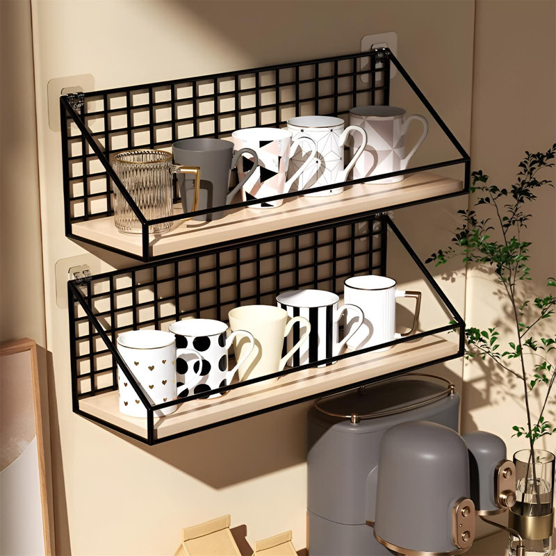 No-Drill Wall Mounted Cup & Mug Holder, 5.9” H x 13.77” W x 4.72” D