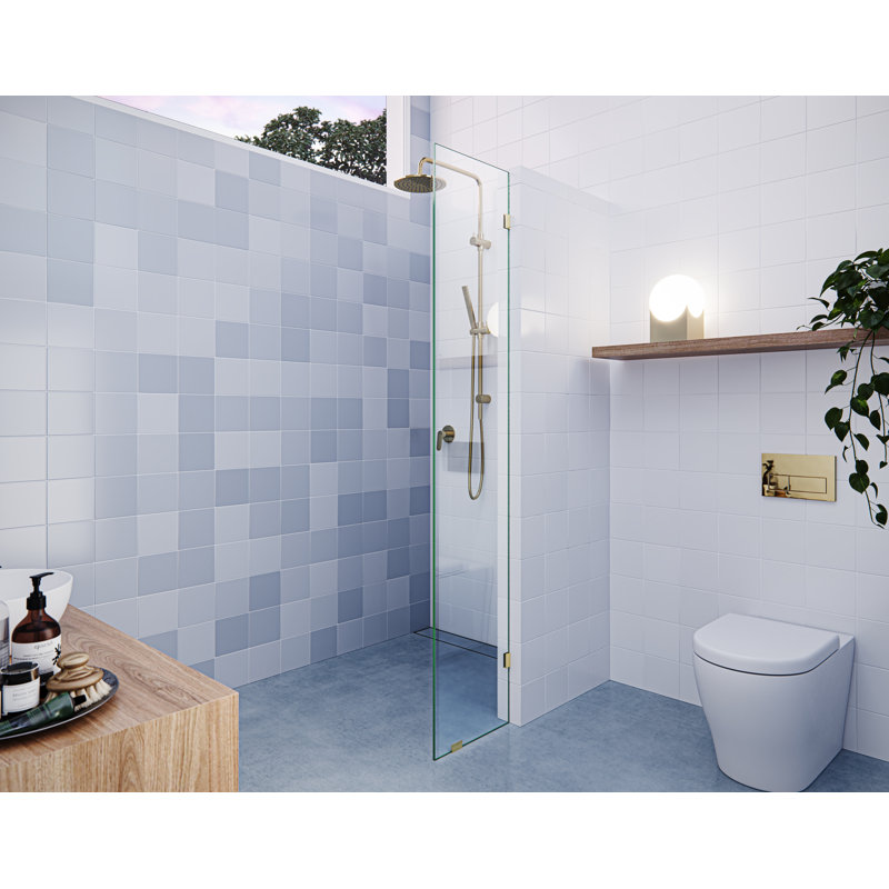 Vela 11 in. x 78 in. Fully Frameless Single Fixed Shower Panel, Polished Brass