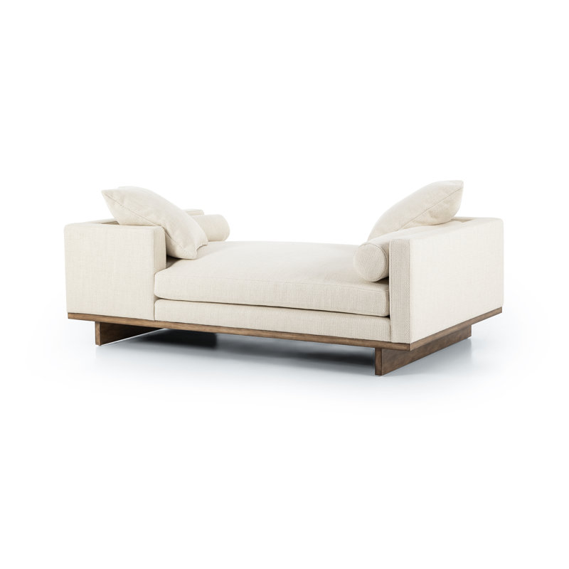 Livy Upholstered Chaise Lounge, Ivory Polyester Blend