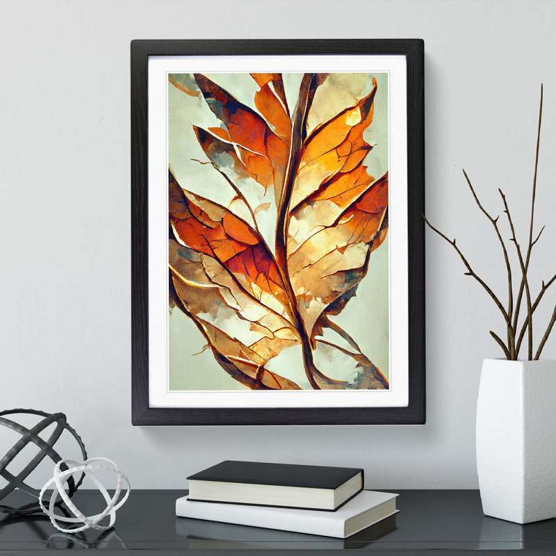 Abstract Autumn Leaf No.4 - Framed Print, Black, 64cm H x 46cm W x 2cm D