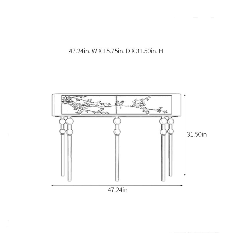 Retro Minimalist Console Table with 2 Drawers, Black