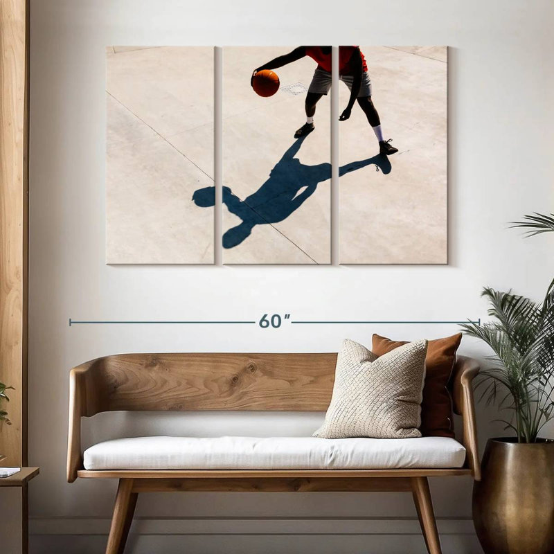 Ombre de joueur de basketball, H 32 po x l 50 po