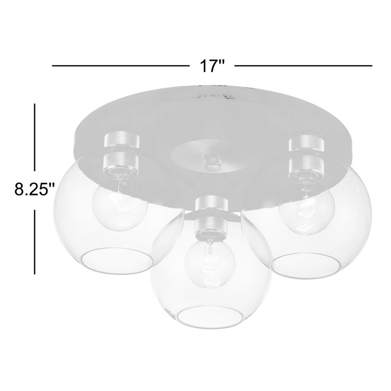 Plafonnier encastré sphérique simple à 3 lumières 17 po Davian
