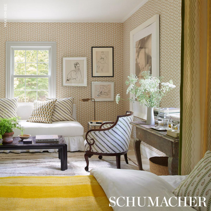 Schumacher X Rita Konig Terry Fabric, Ochre/Green