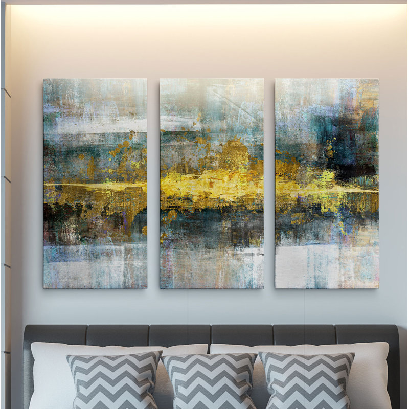 " Frequency " 3 Piece Art Painting, 40" H x 60" W x 1.5" D