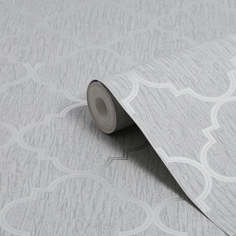 Superfresco Silk Sparkle Trellis Silver Wallpaper