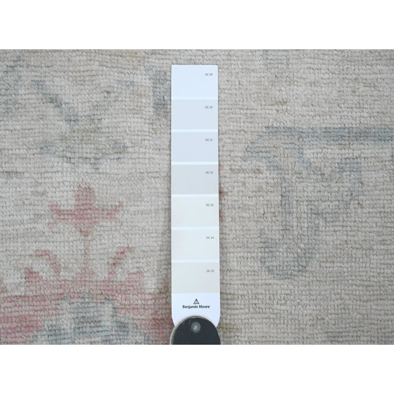 Tapis de couloir blanc en laine noué à la main 3 pi 10 po x 10 pi Angora D673748F384449368BA4D8E1BA8FF341
