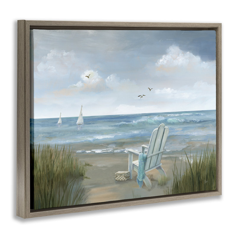 Soothing Beach Scenery Black Framed Floater Canvas Wall Art by Nan, Montalcino Elm Floater Frame, 17" H x 21" W