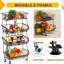 Panier de rangement pour fruits et légumes, chariot de cuisine avec roulettes, îlot, chariot à café