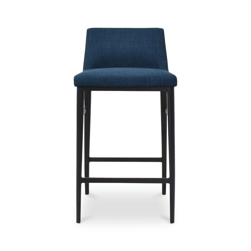 Baron Upholstered Stool with Metal Frame, Counter Stool (25.5” Seat Height), Blue