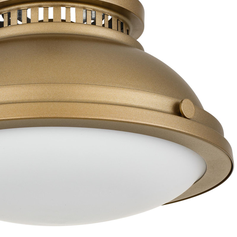 Plafonnier encastré en laiton poli 1 lumière 1 lumière, Une lumière, Laiton brossé, H 6,5 po x l 11 po x P 11 po
