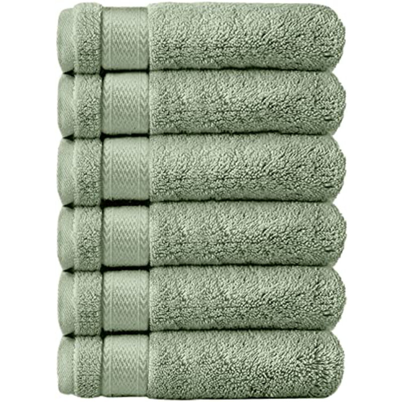 Ensemble de serviettes à main 100% coton de qualité supérieure 16 po x 27 po, Vert sauge