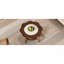Table basse de style Mid-Century avec forme de pétale et verre à motif craquelé blanc, table basse à 2 niveaux avec rotin, noyer, 31,5 po