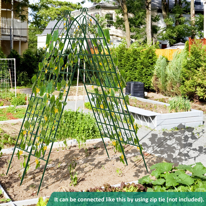 180cm W Metal Arched Trellis, Green