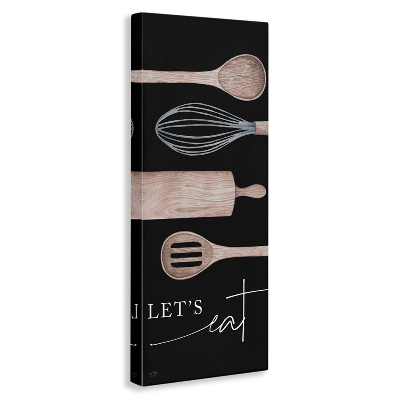 «Let's Eat with Kitchen Utensils», art mural sur toile par Lux + Me Designs, H 48 po x l 20 po x P 1,5 po