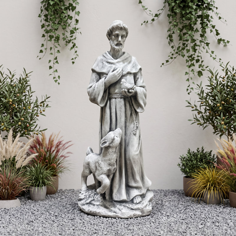 Statue de jardin MGO Saint avec agneau, sculpture religieuse pour décoration d'église extérieure