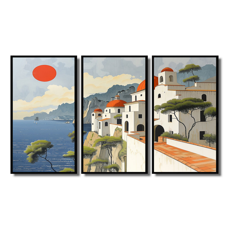 Ensemble de salon Ambry - Italie, H 28 po x l 36 po x P 1 po , Toile avec cadre flottant noir