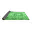 Tapis oriental en laine / polyester tissé à la machine en vert / gris-1145095663