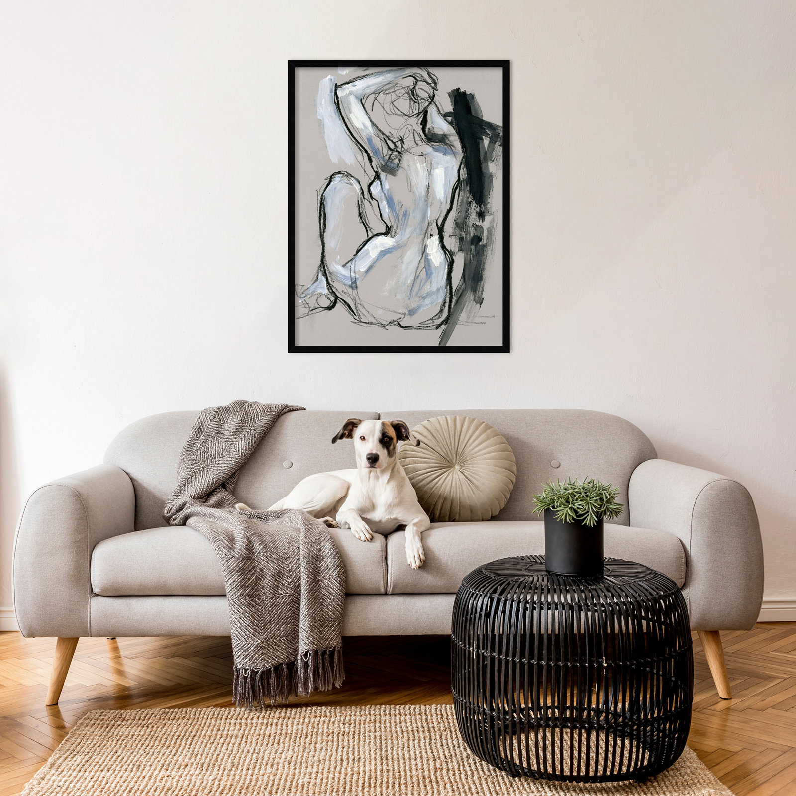 Onyx Gestures I Print, Black, 33" H x 25" W