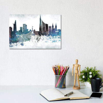 Ho Chi Minh Bluish Skyline by WallDecorAddict - Wrapped Canvas Print