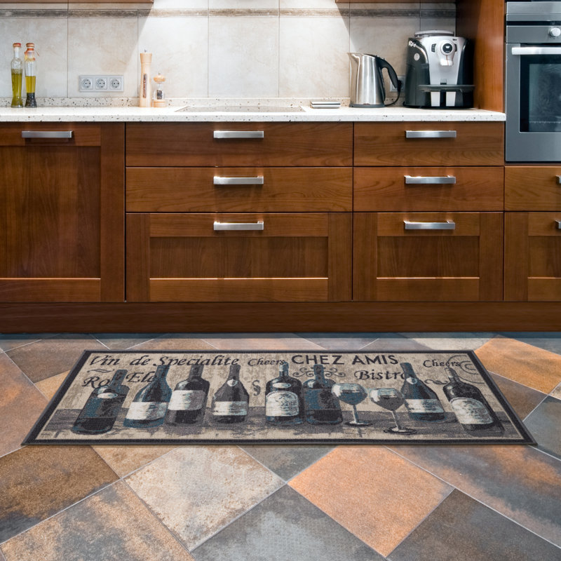 Non-Slip Rubberback Wine Kitchen Runner Rug