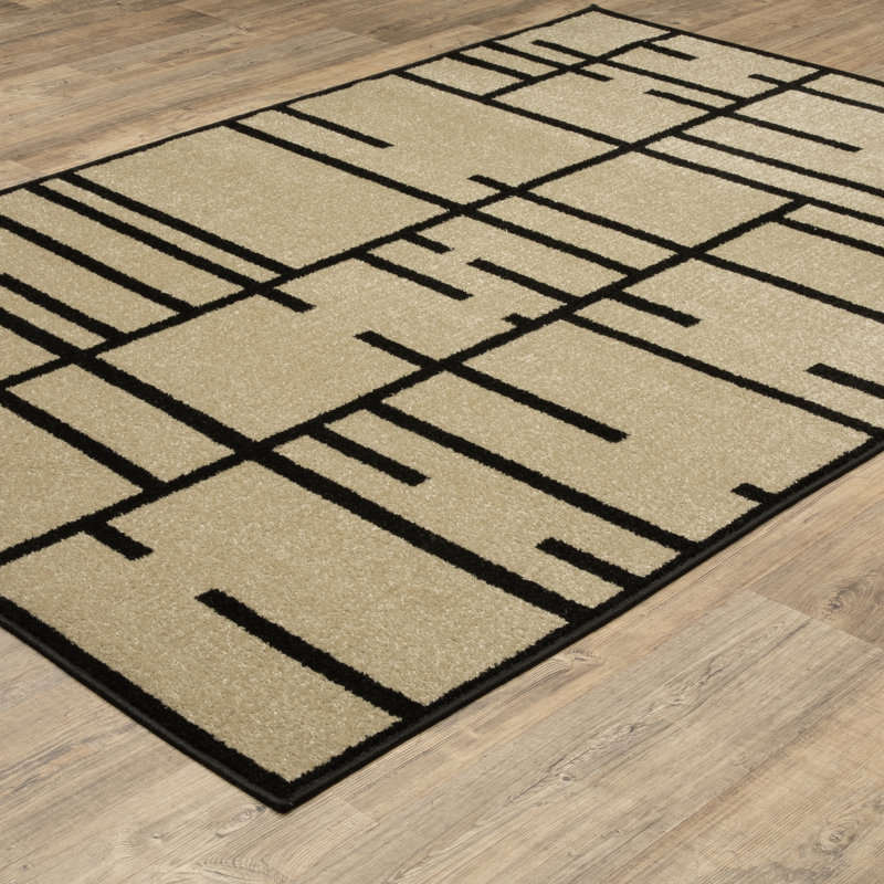 Tapis beige / noir Hennings, Rectangle 7 pi 10 po x 10 pi