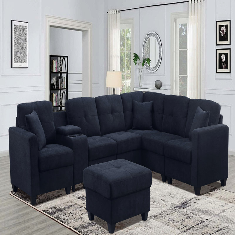 Canapé modulaire, bleu foncé, Bleu très foncé
