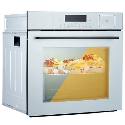 Single Wall Oven 24" Built-in Electric Ovens with 10 Functions, 3000W, 240V, 2.5Cu.f Convection Wall Oven in Stainless Steel, Touch Control, Timer, Safety Lock