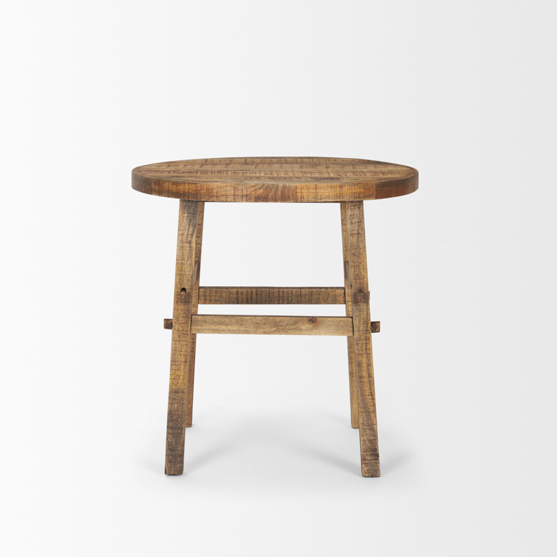 26" Brown Distressed Solid Wood End Table