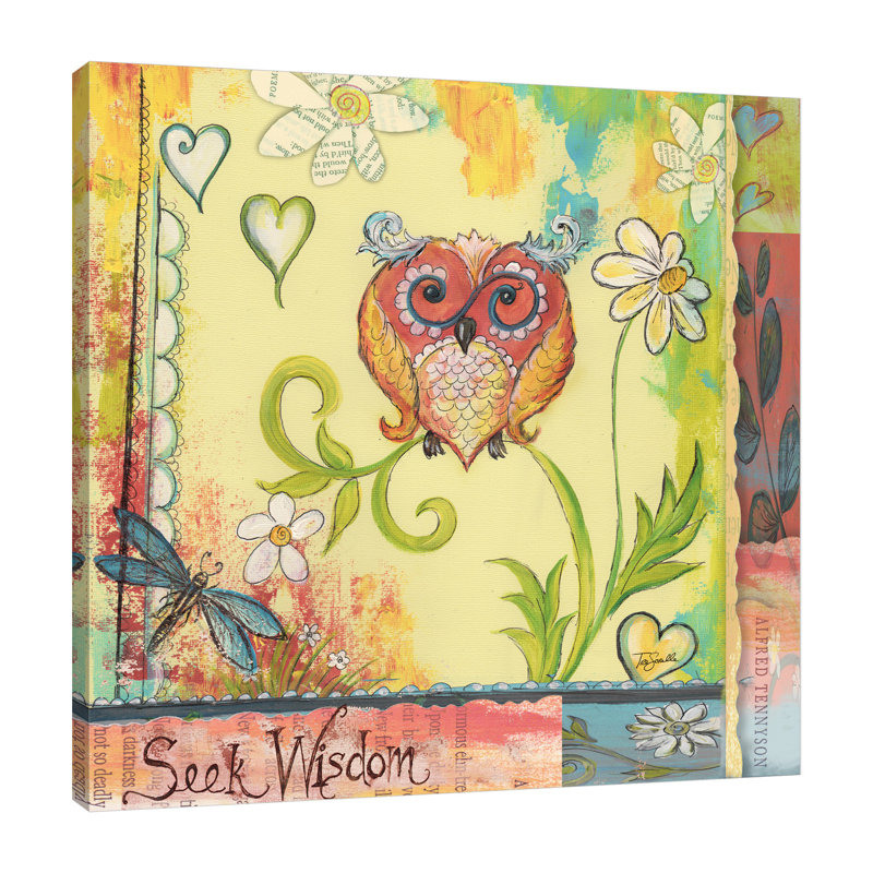 « hibou, seek sagesse », reproduction d’impression sur toile tendue, H 24 po x l 24 po