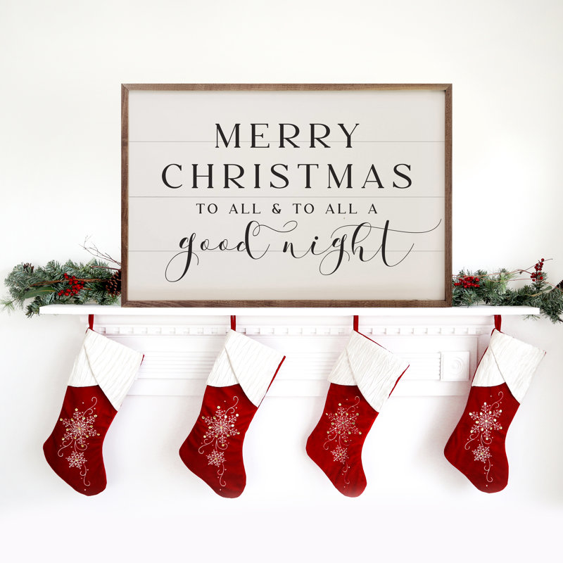 Merry Christmas Script Good Night - blanc, L 16 po x H 10 po