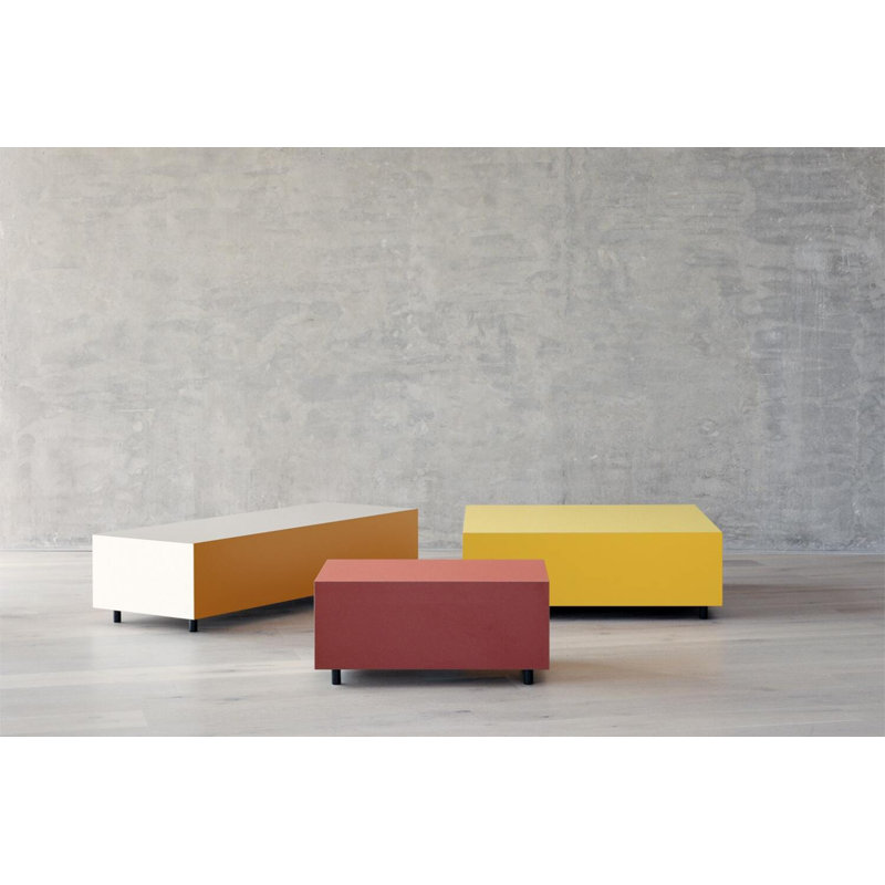 Bloc Coffee Table, Yellow/White, Yellow, 11" H  x 33" L x 33" W