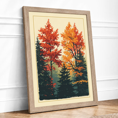 Autumn Woodland Layers Rustic - Framed Print