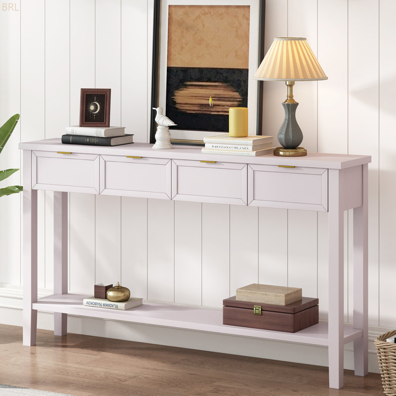 Console contemporaine de haute qualité avec 4 tiroirs spacieux et 1 tablette pratique pour les couloirs et le vestibule