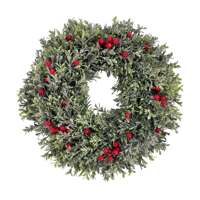 Faux Boxwood Foam Wreath, 16" H x 16" W x 3" D