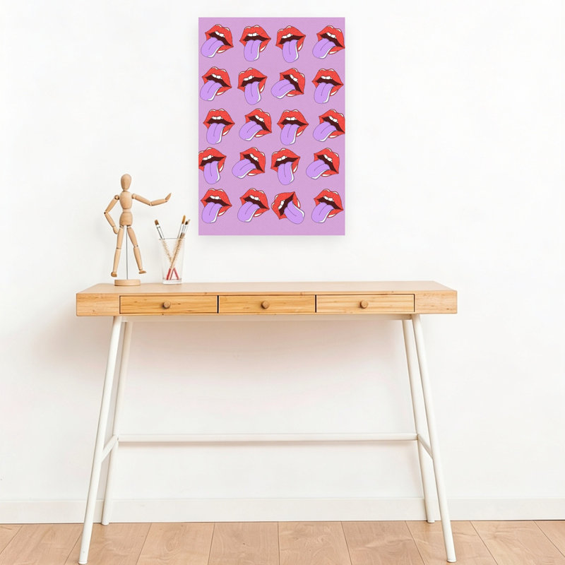 Reproduction d'art ludique moderne Pop Art Lips, 18" H x 12" W