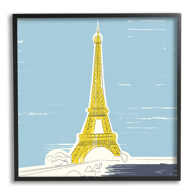 Architecture de la Tour Eiffel, H 12 po x l 12 po x P 1,5 po, Giclée encadrée noir minuit