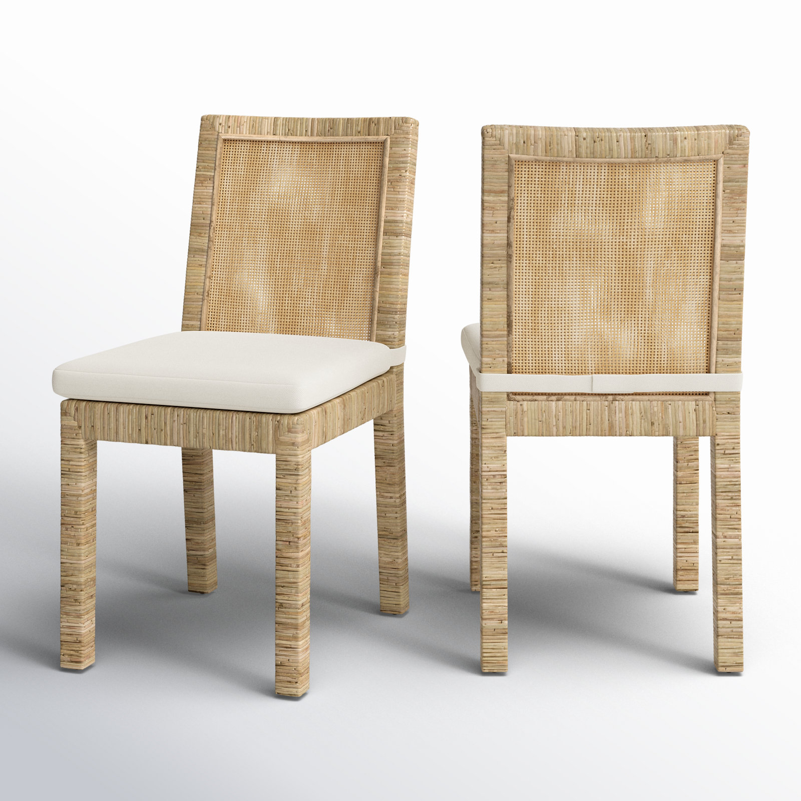 Elaina Woven Side Chair, White, Gray