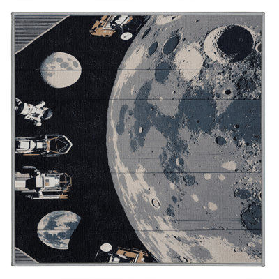 Machine Washable Space Gray Area Rug