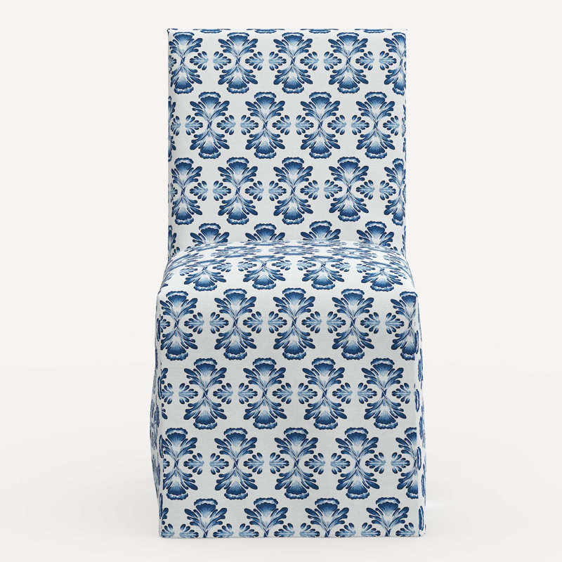 Sadia Slipcover Chair, Jr Bamana Lapis Geometric Linen