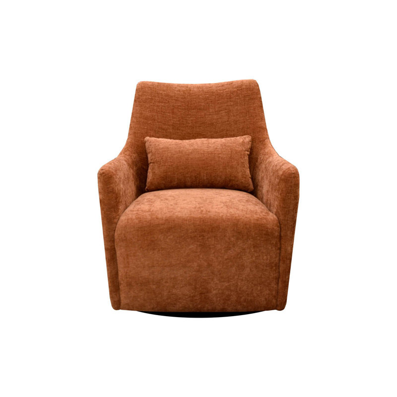 Chaise pivotante rembourrée Almena, Polyester brique chenille